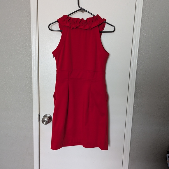 Chic Scarlet Ruffle Mini Dress - Picture 2 of 6